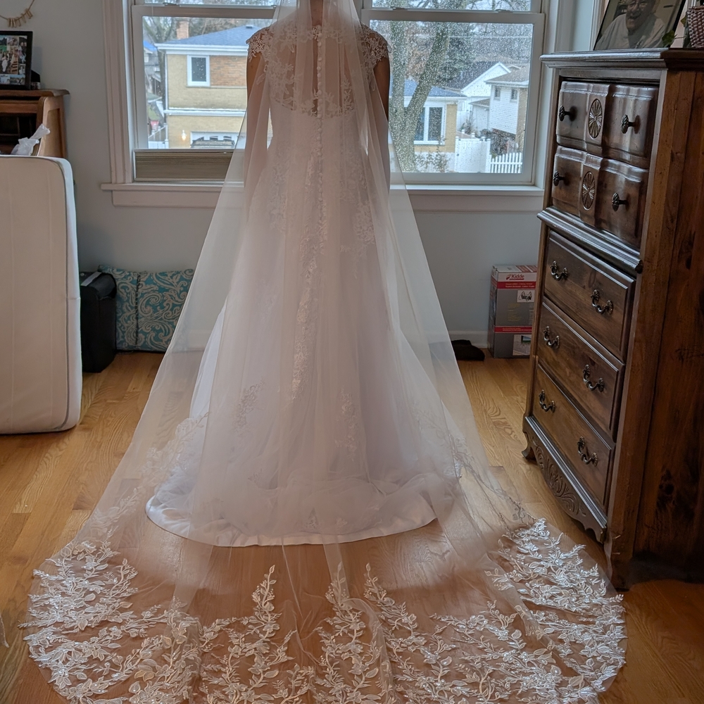 Elegant White Lace Bridal Veil